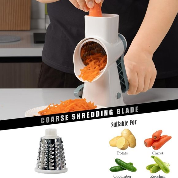 Cheese Grater Hand Crank Rotating Cheese Shredder Stainless Steel White - Picture 4 of 7